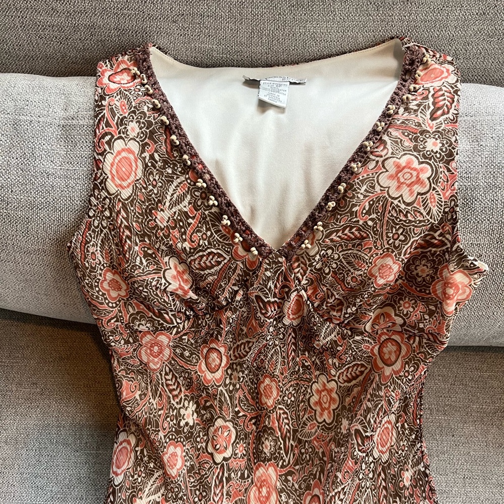 Y2K romantic fairy core cottage core floral earth tone dress size 6p Dress Barn